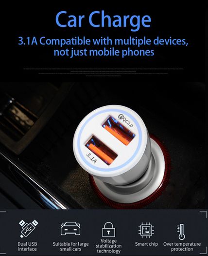 New 5.0V Dual USB Port Fast Car Charger For Apple iPhone