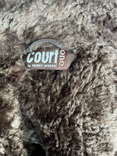 Shearling coat jacket fur suede leather women Gerry Webber size 10-12 brown