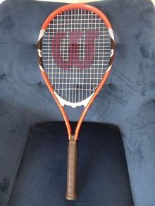 Wilson Roger Federer Tennis Racquet Stop Shock Red Black Grip 4 3/8" unused-swords collection
