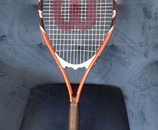 Wilson Roger Federer Tennis Racquet Stop Shock Red Black Grip 4 3/8" unused-swords collection