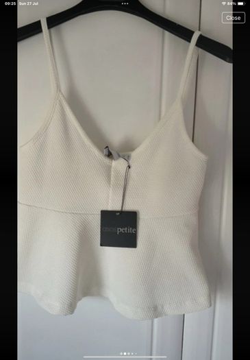 cami Bnwt asos petite range ivory peplum cami top size 12