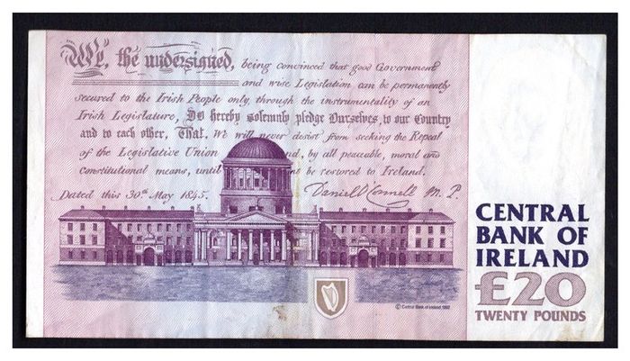 1996 Ireland IR20 Daniel O Connell Banknote Series C. Note issued 04/07/96. Serial number EHB432157