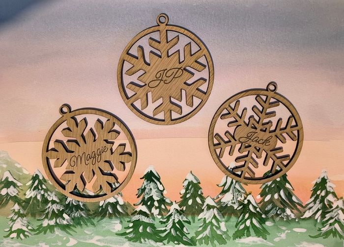 Personalised snowflake Christmas tree decorations