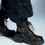 Fab Black Leather Look Boots size 6 - fab leather look - studs - chains & metal clasps! Image 5