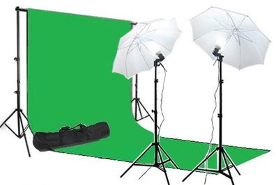 Background Support & 3m x 6m Green Screen Light Kit
