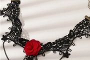 Vintage Style Red Rose Necklace + matching earrings available