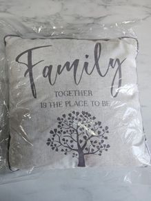 LANGS Home decorative present pillow Family together is the place to be size 35cm x 34cm