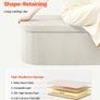 Beige Oval Storage Ottoman Bench, Foldable Teddy Fleece Upholstered Chest with Large Storage Space, 660 lb Capacity for Bedroom, Living Room & Entryway Image 5