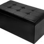 NEW | Folding Ottoman Bench Storage Box with Lid, Large Storage Seat Faux Leather Footstool Toy Storage Box, Black, 76 x 38 x 38 cm Image 2