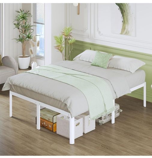 41 cm King Size Bed Frame with Rounded Corner Legs, 5ft Metal Platform