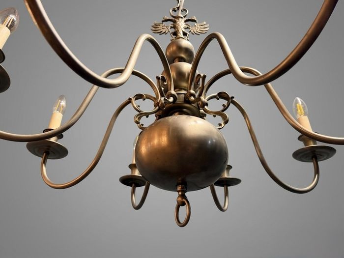 Vintage Chrome Flemish Eight Branch Chandelier