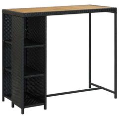 Bar Table with Storage Rack Black 120x60x110 cm Poly Rattan