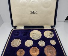 South Africa 1953 Silver Proof Coin Set in Original Holder 5 Shillings to Farthing Stunning Proof Coins