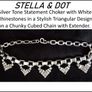 Stella and Dot Vintage Cut Crystal  50 Stone Statement Piece Necklace/Pendant/Choker with Extender Image 3