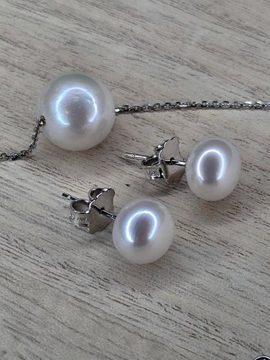 Honora Collection Sterling Silver 925 Cultured Pearl Necklace & Earrings Jewelry Set with Box