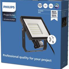 Philips ProjectLine Floodlight, 50W, 4000K, Black, with Sensor