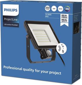 Philips ProjectLine Floodlight, 50W, 4000K, Black, with Sensor