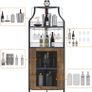 4-Tier Corner Bar Cabinet, Industrial Freestanding Wine Storage Sideboard with Doors and Glass Holders, Adjustable Shelf & Anti-Tipping Devices, for Home Bar, Kitchen, Living Room, Rustic Brown Image 3