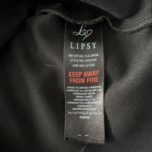 Lipsy London black & gold dress. Size 10