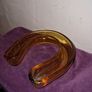 Vintage amber glass horseshoe posy vase Image 3