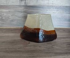 Vintage Triangular Glass Vase Brown 1950,s Hand Blown
