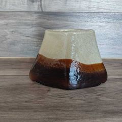 Vintage Triangular Glass Vase Brown 1950,s Hand Blown
