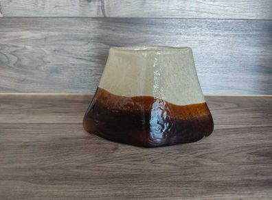 Vintage Triangular Glass Vase Brown 1950,s Hand Blown
