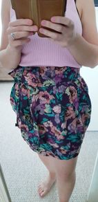 Purple Floral Mini Skirt - Size 8