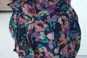 Purple Floral Mini Skirt - Size 8