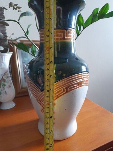 Clay decorative vase, hand painted H32 cm