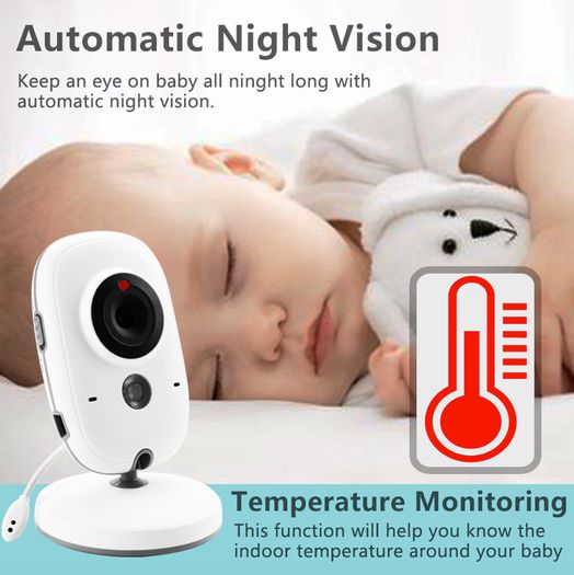 Wireless Video Color Baby Monitor with 3.2Inches LCD 2 Way Audio Talk Night Vision Surveillance Security Camera Babysitter