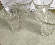 Set Of 4 Small Cut Glass Vases
