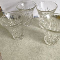 Set Of 4 Small Cut Glass Vases