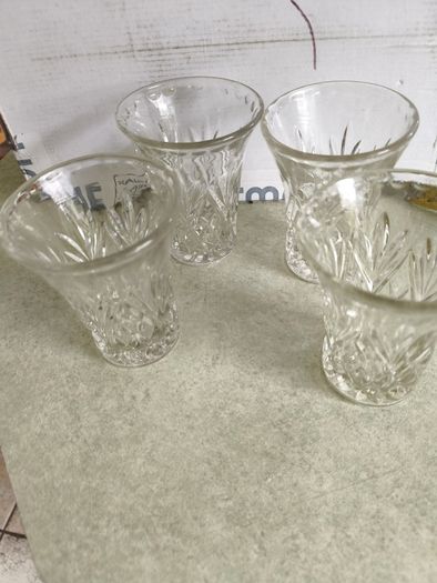 Set Of 4 Small Cut Glass Vases