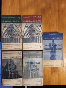 The Church And The Dark Ages. Volume 1&2. Cathedral And Crusade. Volume 1&2. Israel And The Ancient World. 5 X Henri Daniel-rops. All First Edition Paperback In Good Condition.