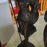 Very Rare Antique Mestais French Sculptures Cast Spelter Wood Base 12 inches tall . Image 4