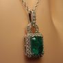 Beautiful Emeraldine & Zircon Pendant in Rhodium Plated Sterling Silver Image 3