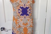 London Times Tan &amp; Royal Blue Shift Dress