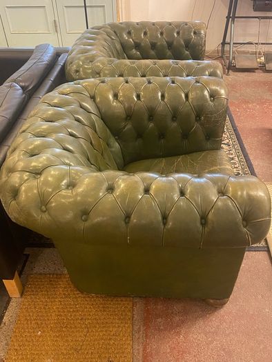 Pair of Vintage Chesterfield Low Back Club Chairs