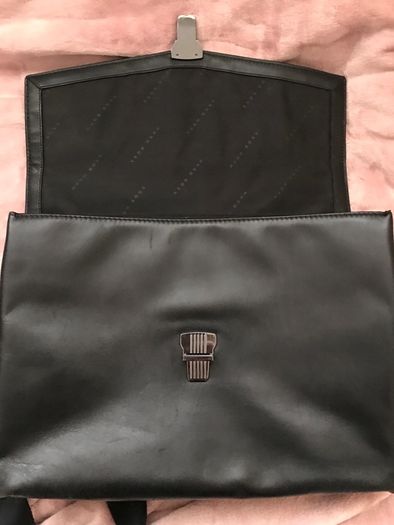 Authentic Hugo Boss leather messenger bag