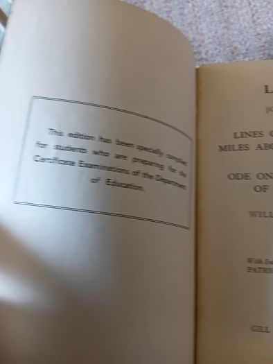 1930s-1940s Lycidas. John Milton. William Wordsworth. Dept. Of Education. Ireland. Vintage.