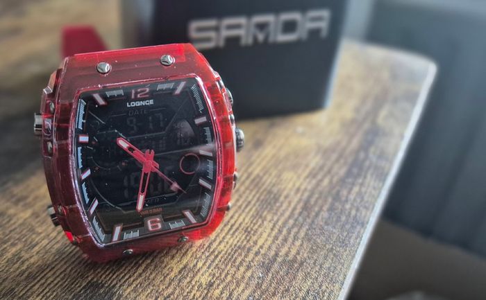 Sanda Lognce analogue-digital sports watch - red