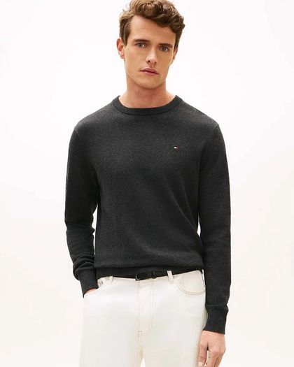 Tommy Hilfigerr Pima Cotton Cashmere Crew Neck Jumper - Charcoal Grey - XL - Brand New