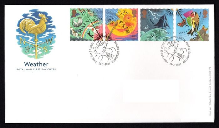 2001 Great Britain The Weather Commemorative Stamps Addressed First Day Cover (FDC).