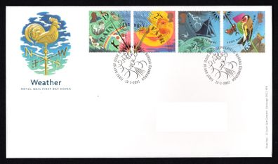 2001 Great Britain The Weather Commemorative Stamps Addressed First Day Cover (FDC).