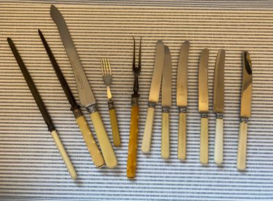 Collection of bone handle cutlery