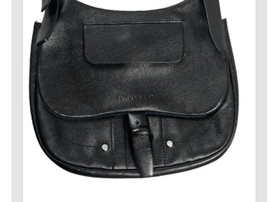 Longchamp Balzane Cowhide Shoulder Bag Medium Leather Grained Authentic