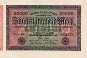 Antique German banknote (1923) 20000 Marks