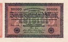 1923 German banknote 20000 Marks
