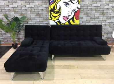 Black Velvet corner sofa bed Aroa,236cm